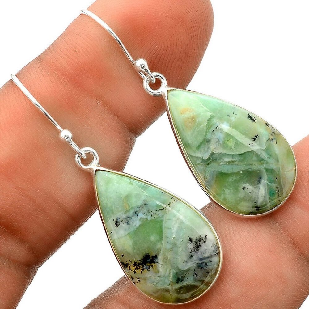 African Aquaprase Set in Solid Sterling Silver